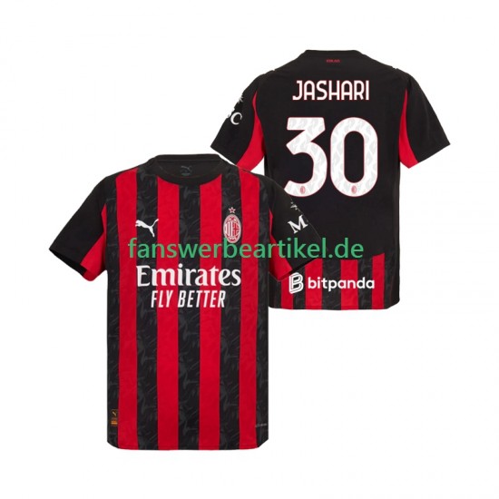 Ardon Jashari 30 Trikot AC Mailand Herren Heimausrüstung 2025-2026 Kurzarm