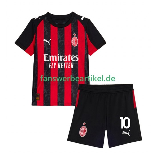 Rafael Leao 10 Trikot AC Mailand Kinder Heimausrüstung 2025-2026 Kurzarm