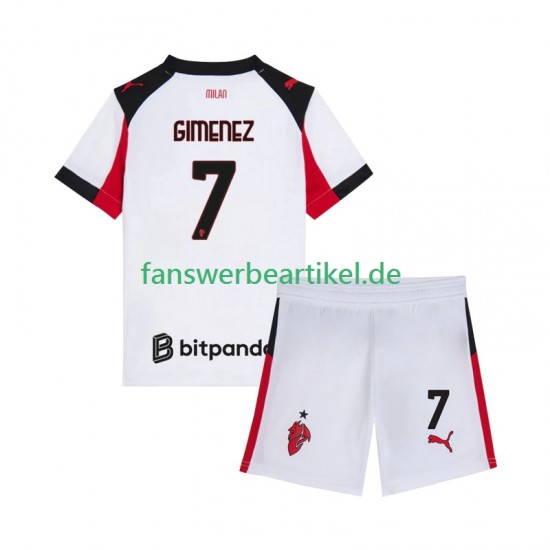 Santiago Gimenez 7 Trikot AC Mailand Kinder Auswärtsausrüstung 2025-2026 Kurzarm