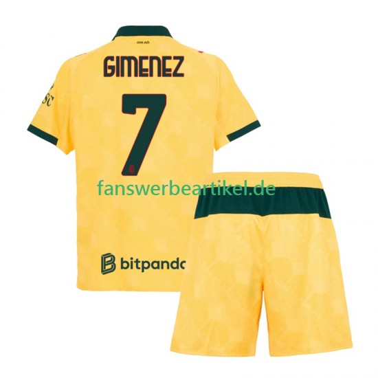 Santiago Gimenez 7 Trikot AC Mailand Kinder Ausweich ausrüstung 2025-2026 Kurzarm