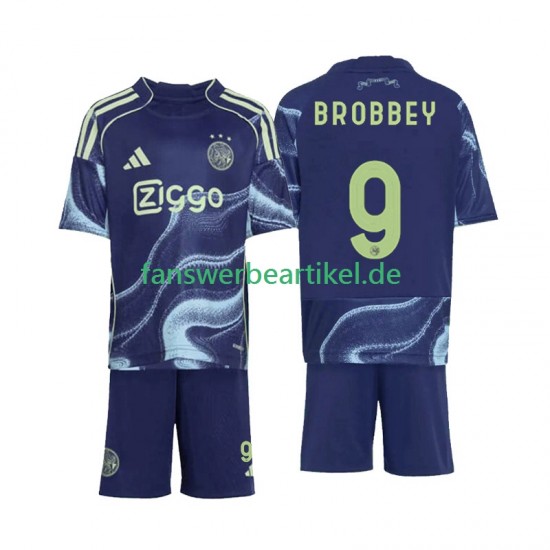Brian Brobbey 9 Trikot Ajax Amsterdam Kinder Auswärtsausrüstung 2025-2026 Kurzarm