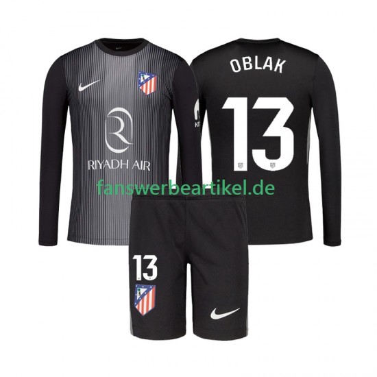 Jan Oblak 13 Torwart Trikot Atlético Madrid Kinder Auswärtsausrüstung 2025-2026 Langarm