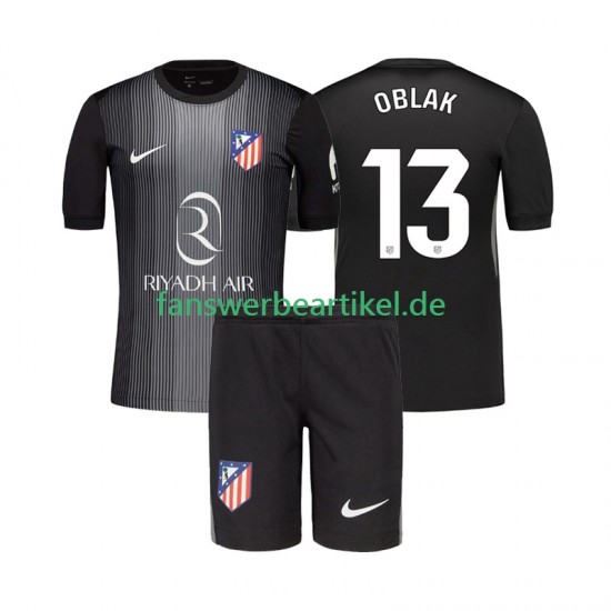 Jan Oblak 13 Torwart Trikot Atlético Madrid Kinder Auswärtsausrüstung 2025-2026 Kurzarm