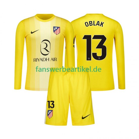 Jan Oblak 13 Torwart Trikot Atlético Madrid Kinder Heimausrüstung 2025-2026 Langarm