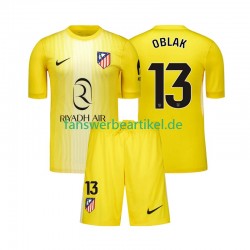 Jan Oblak 13 Torwart Trikot Atlético Madrid Kinder Heimausrüstung 2025-2026 Kurzarm