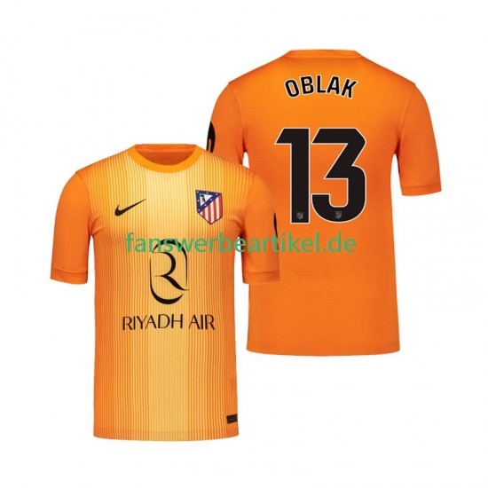 Jan Oblak 13 Torwart Trikot Atlético Madrid Herren Ausweich ausrüstung 2025-2026 Kurzarm
