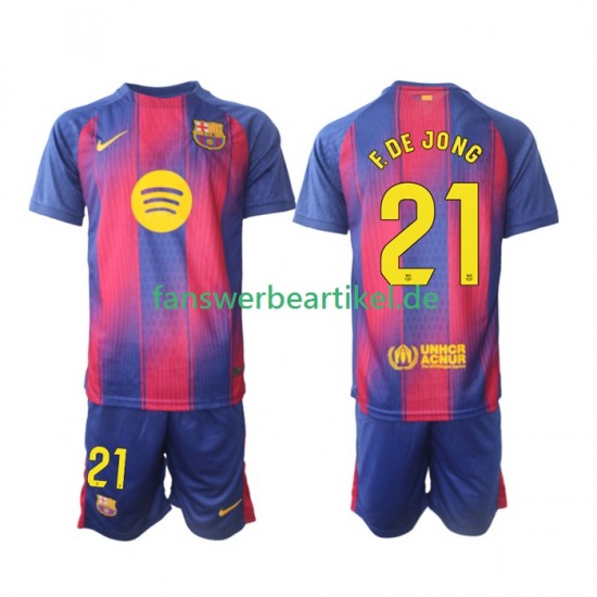 Frenkie de Jong 21 Trikot FC Barcelona Kinder Heimausrüstung 2025-2026 Kurzarm