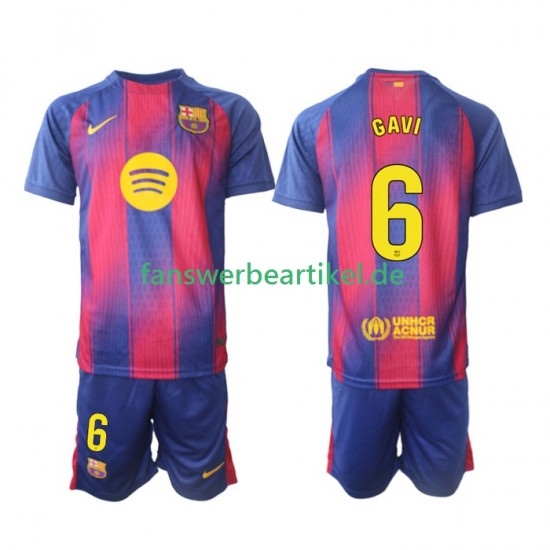 Gavi 6 Trikot FC Barcelona Kinder Heimausrüstung 2025-2026 Kurzarm