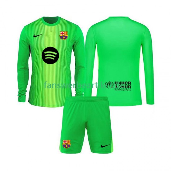 Torwart Trikot FC Barcelona Kinder Heimausrüstung 2025-2026 Langarm