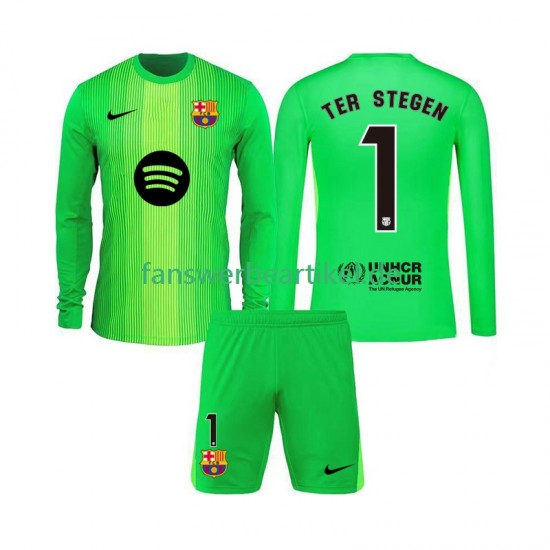 Ter Stegen 1 Torwart Trikot FC Barcelona Kinder Heimausrüstung 2025-2026 Langarm