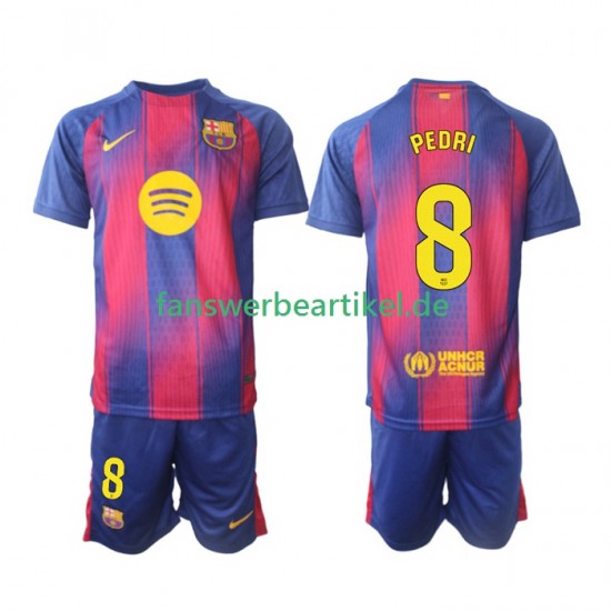 Pedri 8 Trikot FC Barcelona Kinder Heimausrüstung 2025-2026 Kurzarm
