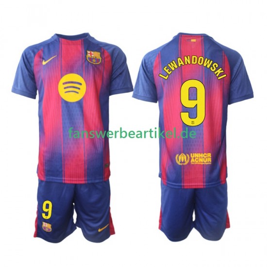 Robert Lewandowski 9 Trikot FC Barcelona Kinder Heimausrüstung 2025-2026 Kurzarm