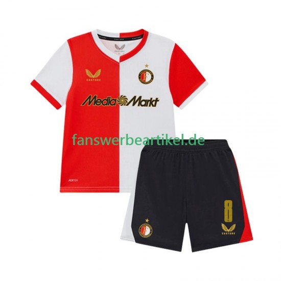 Quinten Timber 8 Trikot Feyenoord Rotterdam Kinder Heimausrüstung 2025-2026 Kurzarm