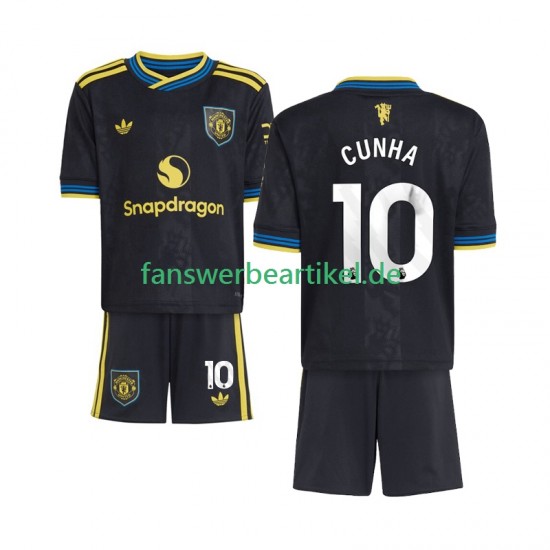 Matheus Cunha 10 Trikot Manchester United Kinder Ausweich ausrüstung 2025-2026 Kurzarm