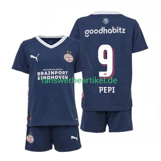 Ricardo Pepi 9 Trikot PSV Eindhoven Kinder Auswärtsausrüstung 2025-2026 Kurzarm