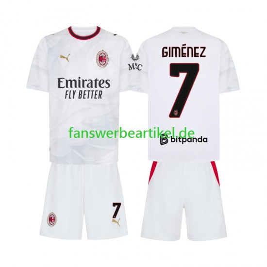 Gimenez 7 Trikot AC Mailand Kinder Auswärtsausrüstung 2026-2027 Kurzarm
