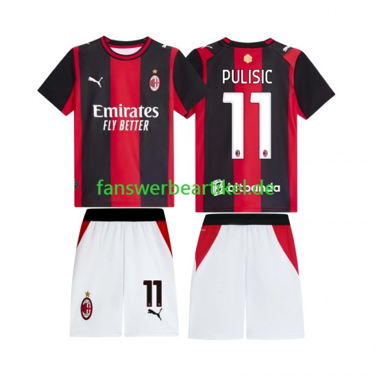 Pulisic 11 Trikot AC Mailand Kinder Heimausrüstung 2026-2027 Kurzarm