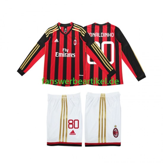 RONALDINHO 80 Retro 2013 2014 Trikot AC Mailand Kinder Heimausrüstung Langarm