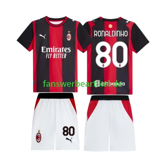 Ronaldinho 80 Trikot AC Mailand Kinder Heimausrüstung 2026-2027 Kurzarm