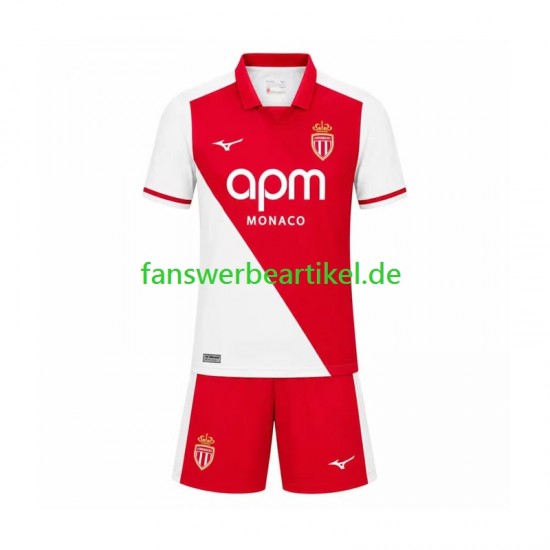 Trikot AS Monaco Kinder Heimausrüstung 2026-2027 Kurzarm