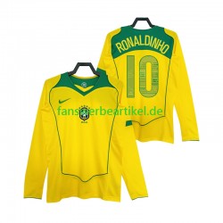 RONALDINHO 10 Retro Trikot Brasilien Herren Heimausrüstung 2004 Langarm