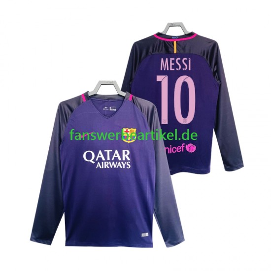 Lionel Messi 10 Retro 2016 2017 Trikot FC Barcelona Herren Auswärtsausrüstung Langarm