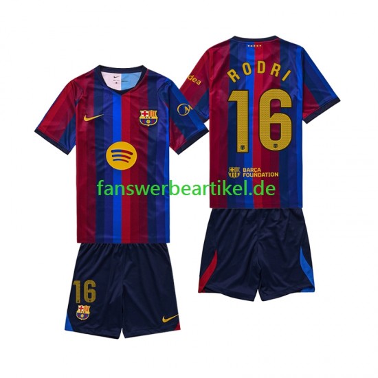 Rodri 16 Trikot FC Barcelona Kinder Heimausrüstung 2026-2027 Kurzarm