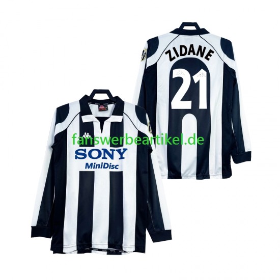 ZIDANE 21 Retro 1997 1998 Trikot Juventus Turin Herren Heimausrüstung Langarm