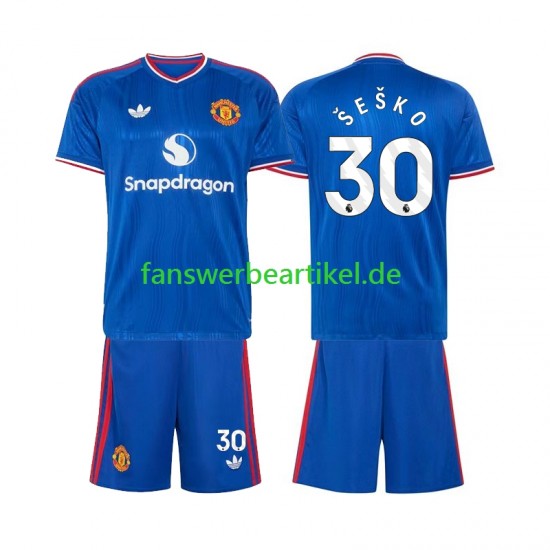 Benjamin Sesko 30 Trikot Manchester United Kinder Auswärtsausrüstung 2026-2027 Kurzarm