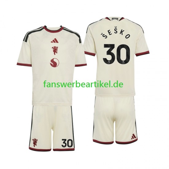 Benjamin Sesko 30 Trikot Manchester United Kinder Ausweich ausrüstung 2026-2027 Kurzarm