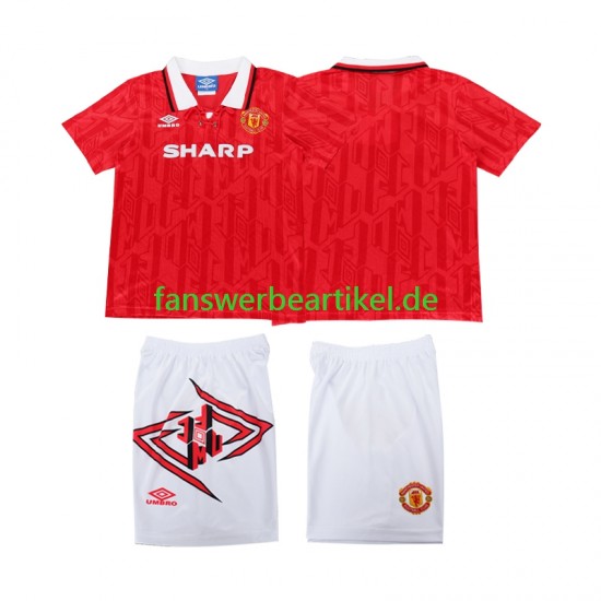 Retro 1993 Trikot Manchester United Kinder Heimausrüstung 1994 Kurzarm