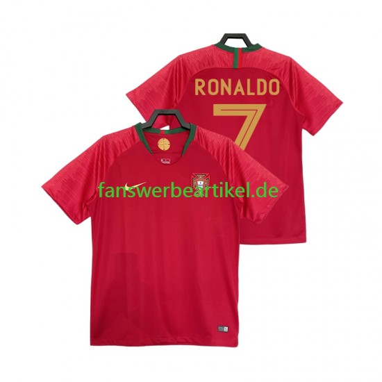 Cristiano Ronaldo 7 Retro 2018 Trikot Portugal Herren Heimausrüstung Kurzarm