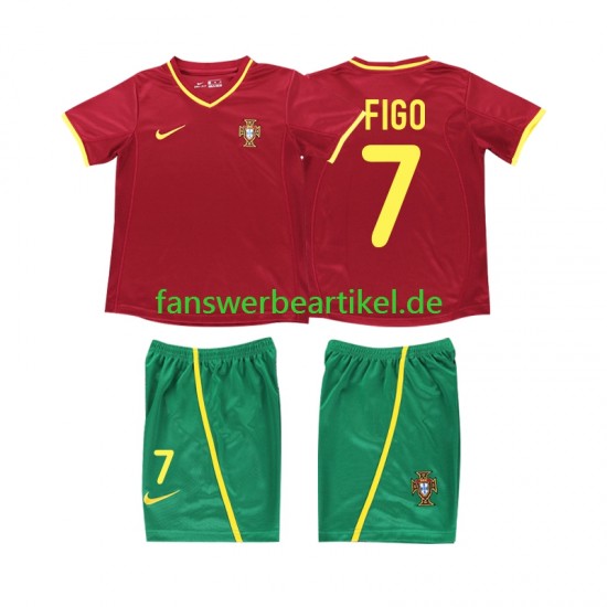 FIGO 7 Retro 2002 Trikot Portugal Kinder Heimausrüstung Kurzarm