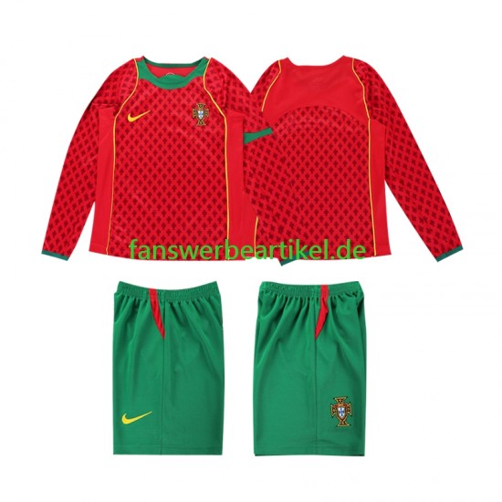 Retro Trikot Portugal Kinder Heimausrüstung 2004 Langarm
