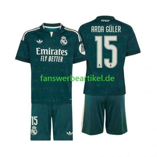 Arda Guler 15 Trikot Real Madrid Kinder Auswärtsausrüstung 2026-2027 Kurzarm