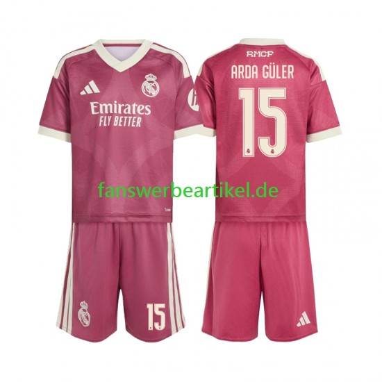 Arda Guler 15 Trikot Real Madrid Kinder Ausweich ausrüstung 2026-2027 Kurzarm