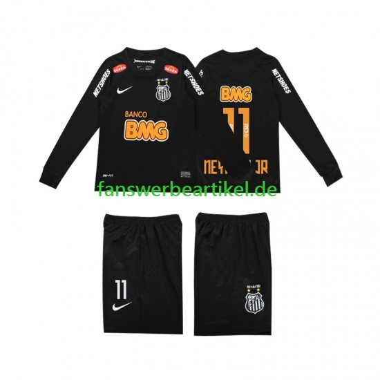 Santos NEYMAR JR 11 Retro Classic 2012 2013 Trikot Kinder Auswärtsausrüstung Langarm