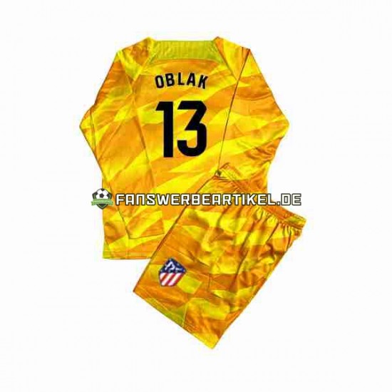 Jan Oblak 13 Torwart Trikot Atlético Madrid Kinder Orange 2023-2024 Langarm