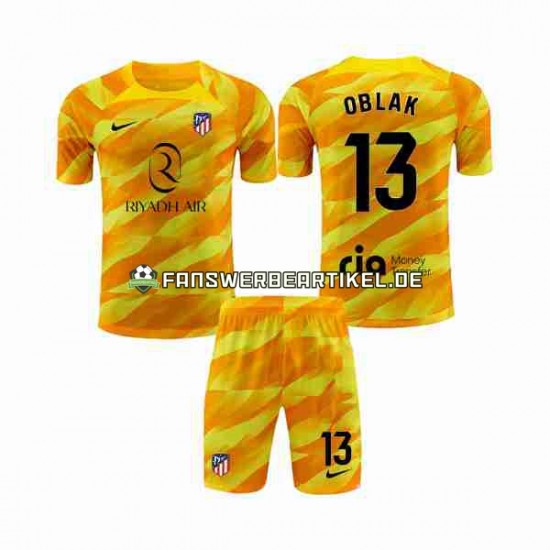 Jan Oblak 13 Torwart Trikot Atlético Madrid Kinder Orange 2023-2024 Kurzarm