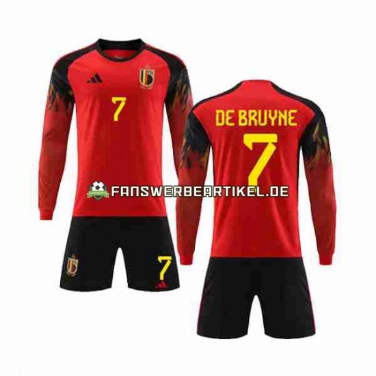 De Bruyne 7 Trikot Belgien Kinder Heimausrüstung WM 2022 Langarm