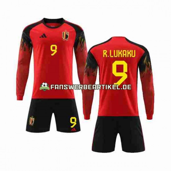 R.LUKAKU 9 Trikot Belgien Kinder Heimausrüstung WM 2022 Langarm