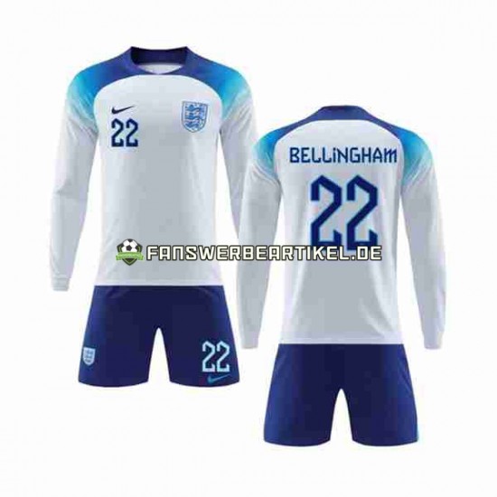 Bellingham 22 Trikot England Kinder Heimausrüstung WM 2022 Langarm