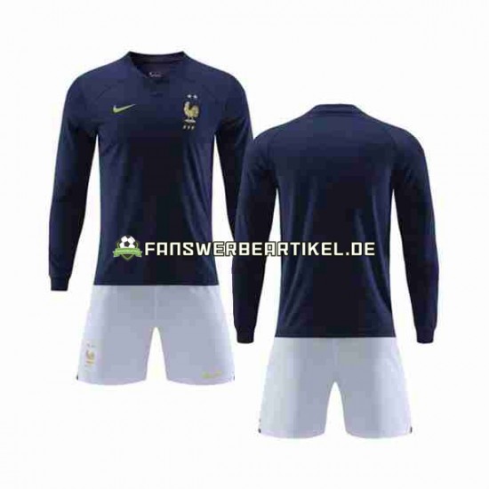 Trikot Frankreich Kinder Heimausrüstung WM 2022 Langarm