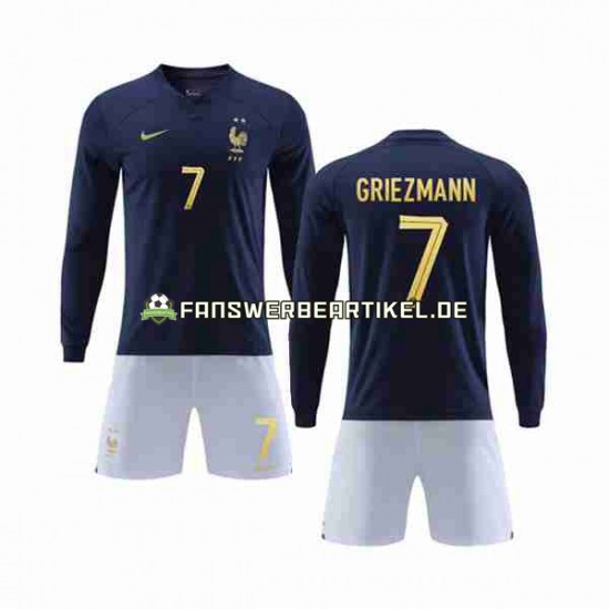 Griezmann 7 Trikot Frankreich Kinder Heimausrüstung WM 2022 Langarm