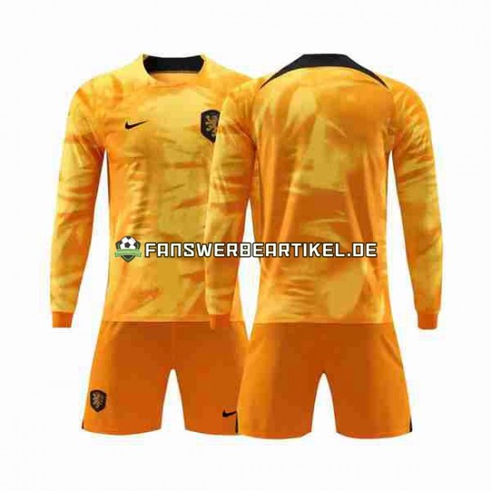 Trikot Niederlande Kinder Heimausrüstung WM 2022 Langarm