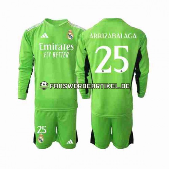 Kepa Arrizabalaga 25 Torwart Trikot Real Madrid Kinder Heimausrüstung 2023-2024 Langarm