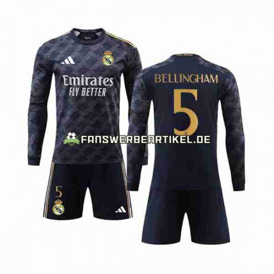 Jude Bellingham 5 Trikot Real Madrid Kinder Auswärtsausrüstung 2023-2024 Langarm