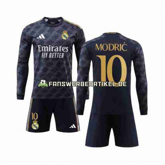 Luka Modric 10 Trikot Real Madrid Kinder Auswärtsausrüstung 2023-2024 Langarm