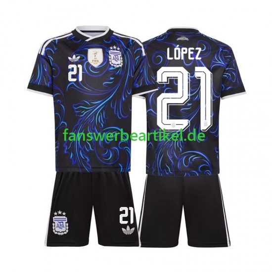 Jose Manuel Lopez 21 Trikot Argentinien Kinder Auswärtsausrüstung WM 2026 Kurzarm