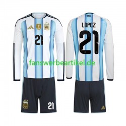 Jose Manuel Lopez 21 Trikot Argentinien Kinder Heimausrüstung WM 2026 Langarm